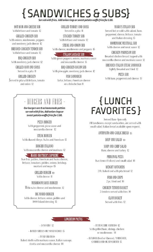 Mario's Restaurant & Pizzeria Menu image 4